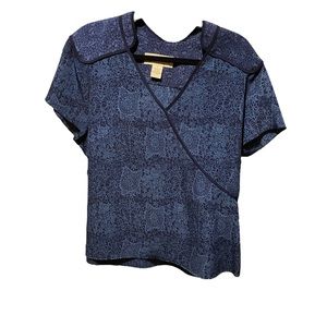 VTG Norton McNaughton Blue Floral Print Short Sleeve Shirt.  Size L